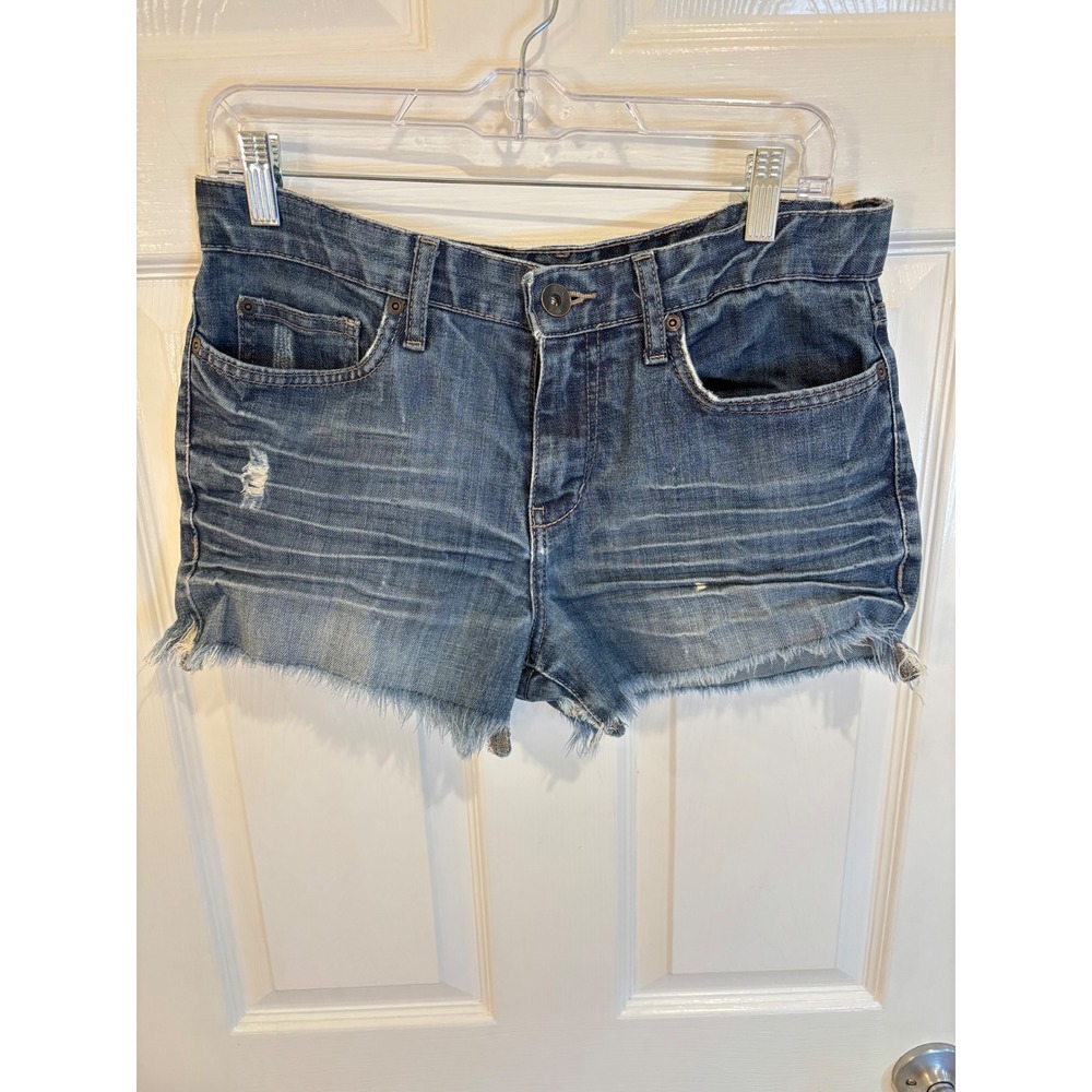 Calvin Klein Jeans Denim Shorts Womens 28/6 Blue Frayed Hem Distressed